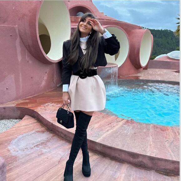 ZARA PINK BEIGE VOLUMINOUS SHORT DRESS - Picture 7 of 16